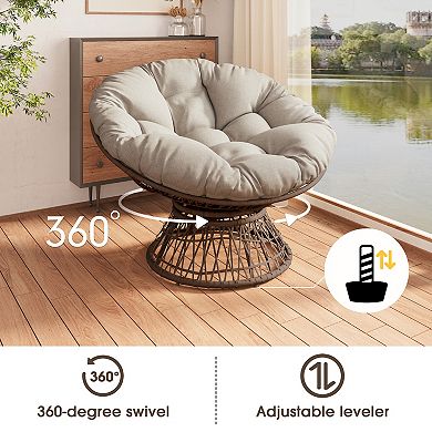 Merax 41.5" Ergonomic Wicker Chair with Cloud Thick Density Fabric Cushion