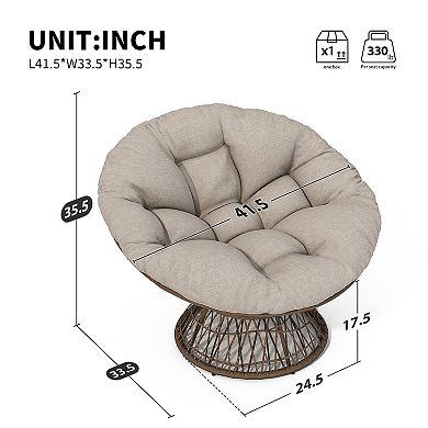 Merax 41.5" Ergonomic Wicker Chair with Cloud Thick Density Fabric Cushion