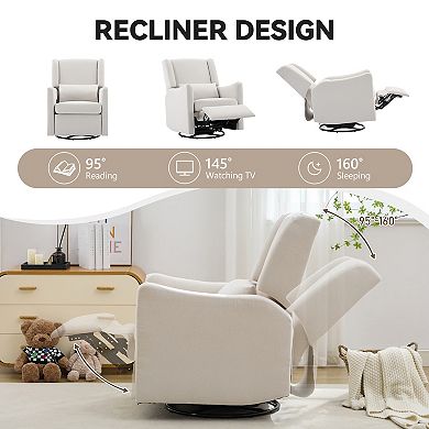 Merax 29.5'' Wide Wingback Swivel Rocker Recliner Chair, Glider Rocker Recliner
