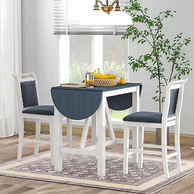 Merax 3-Piece Wood Counter Height Drop Leaf Dining Table Set