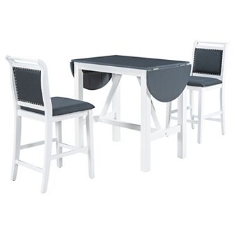 Merax 3 pc Wood Counter Height Drop Leaf Dining Table Set