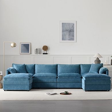 Merax 136" Chenille Modular Sectional Sofa with Deep and Wide Seat,U Shaped Cloud Couch Set