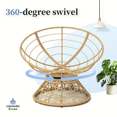 Merax 40" Ergonomic Wicker Chair with Cloud Thick Density Fabric Cushion