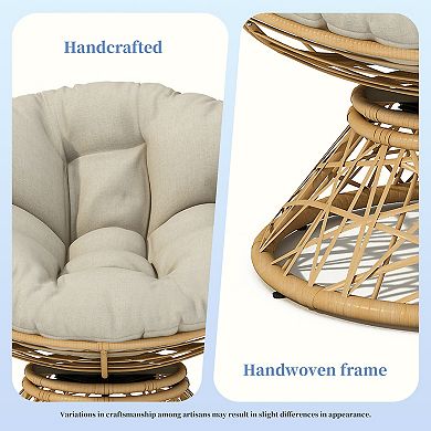 Merax 40" Ergonomic Wicker Chair with Cloud Thick Density Fabric Cushion