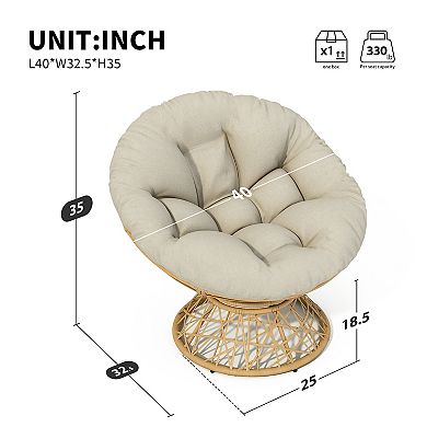 Merax 40" Ergonomic Wicker Chair with Cloud Thick Density Fabric Cushion