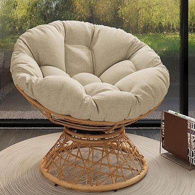 Merax 40" Ergonomic Wicker Chair with Cloud Thick Density Fabric Cushion