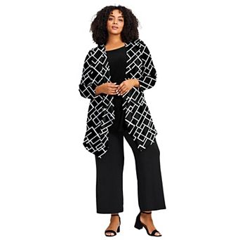 Avenue Women's Plus Size Cardigan With Tank Duet