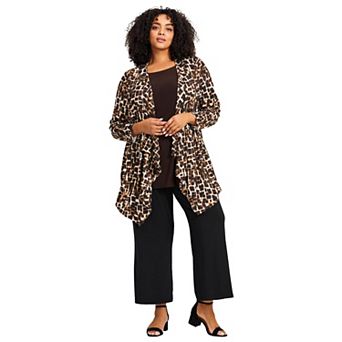 Avenue Women's Plus Size Cardigan With Tank Duet