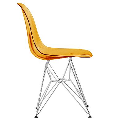 LeisureMod Cresco Modern Acrylic Dining Chair Eiffel Chrome Base Accent Chair