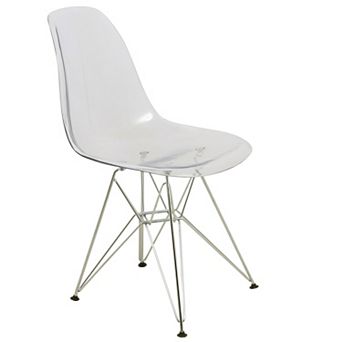 LeisureMod Cresco Modern Acrylic Dining Chair Eiffel Chrome Base Accent Chair