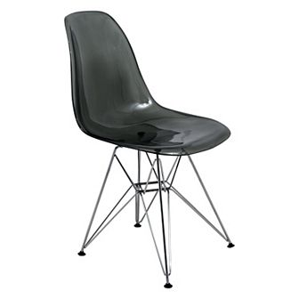 LeisureMod Cresco Modern Acrylic Dining Chair Eiffel Chrome Base Accent Chair