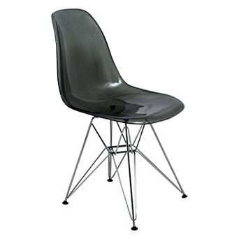 LeisureMod Cresco Modern Acrylic Dining Chair Eiffel Chrome Base Accent Chair