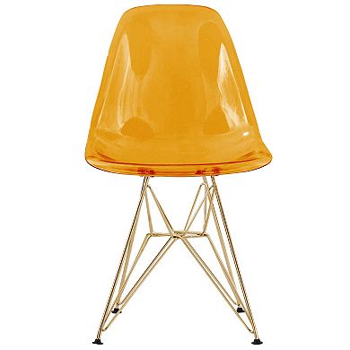 LeisureMod Cresco Modern Acrylic Dining Chair Eiffel Gold Base Accent Chair