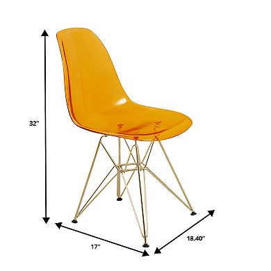 LeisureMod Cresco Modern Acrylic Dining Chair Eiffel Gold Base Accent Chair