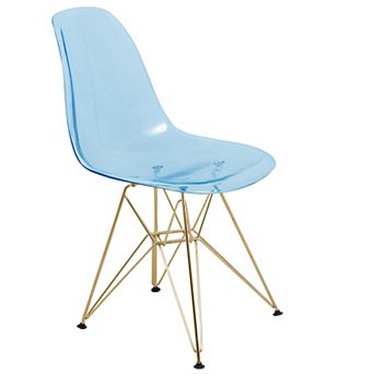 LeisureMod Cresco Modern Acrylic Dining Chair Eiffel Gold Base Accent Chair