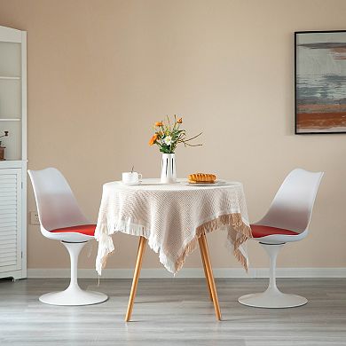 White Tulip Side Chair with Red Cushioned Seat - Stylish and Comfortable Swivel Chair, Set of 2