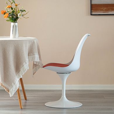 White Tulip Side Chair with Red Cushioned Seat - Stylish and Comfortable Polypropylene Swivel Chair