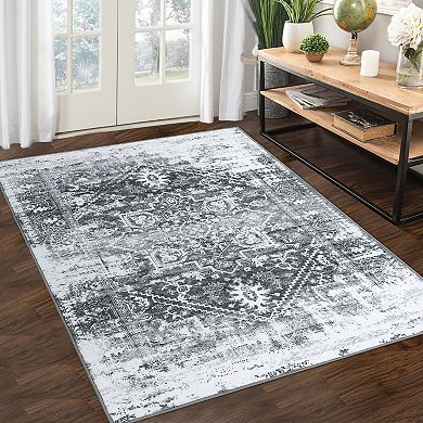 Garvee Machine Washable Non Slip Rug Stain Resistant Mat for Living Room