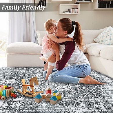 Garvee Machine Washable Non Slip Rug Stain Resistant Mat for Living Room