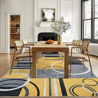 Garvee Machine Washable Bordered Non Slip Area Rugs for Living Room Bedroom