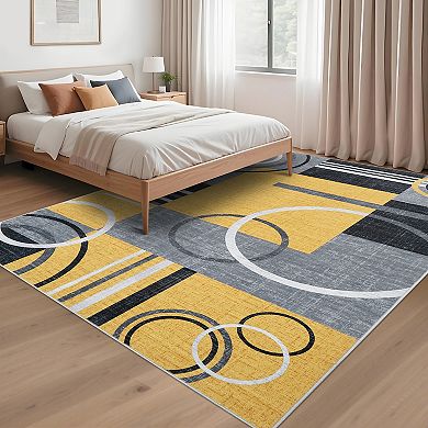 Garvee Machine Washable Bordered Non Slip Area Rugs for Living Room Bedroom
