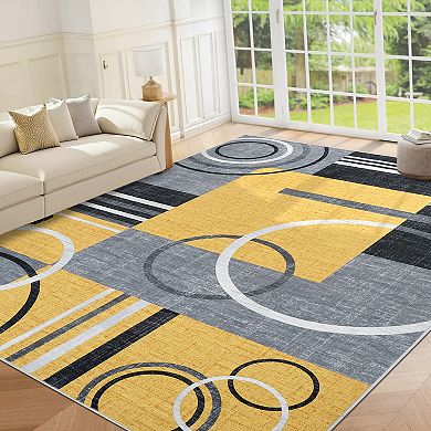 Garvee Machine Washable Bordered Non Slip Area Rugs for Living Room Bedroom