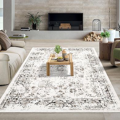 Garvee Washable Foldable Area Rugs Non Slip Stain Resistant for Living Room