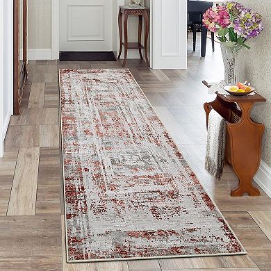 Garvee Machine Washable Bodered Area Rug Indoor Non Slip Mat for Living Room Bedroom Office Home