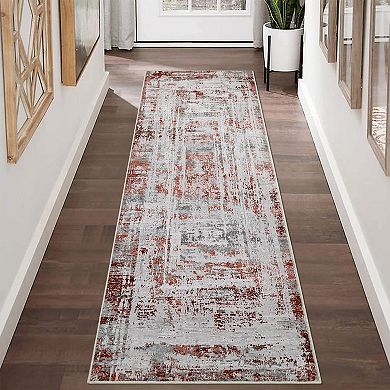 Garvee Machine Washable Bodered Area Rug Indoor Non Slip Mat for Living Room Bedroom Office Home