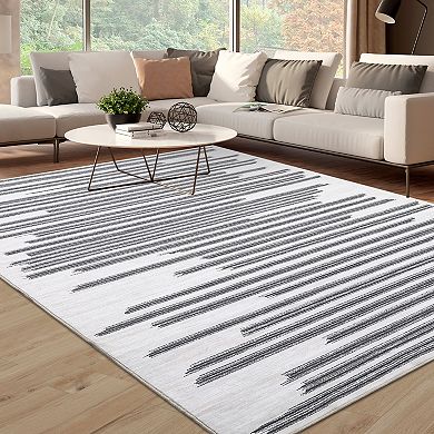 Garvee Machine Washable Vintage Area Rug Foldable Non Slip Faux Wool for Living Room