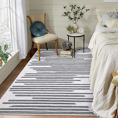 Garvee Machine Washable Vintage Area Rug Foldable Non Slip Faux Wool for Living Room