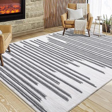 Garvee Machine Washable Vintage Area Rug Foldable Non Slip Faux Wool for Living Room