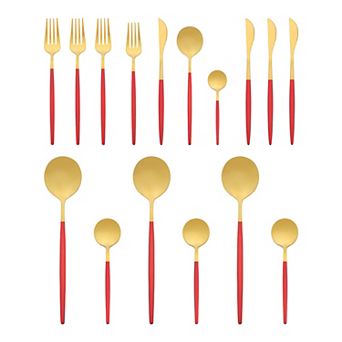 16 pc Silverware Set, Stainless Steel Flatware Set, Mirror Polished Cutlery Set, Serving Set