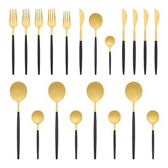 20 pc Silverware Set, Stainless Steel Flatware Set, Mirror Polished Cutlery Serving Utensils Set