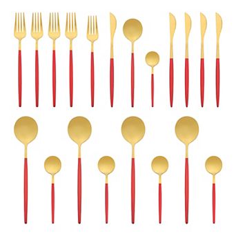 20 pc Silverware Set, Stainless Steel Flatware Set, Mirror Polished Cutlery Serving Utensils Set