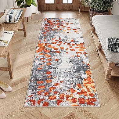 Garvee Machine Washable Vintage Area Rug Foldable Non Slip Faux Wool for Living Room