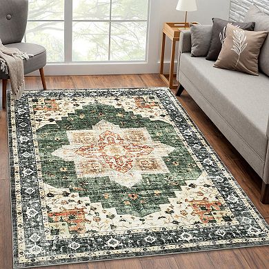 Garvee Washable Non Slip Area Rugs Stain Resistant Non Shedding Bordered for Indoor use