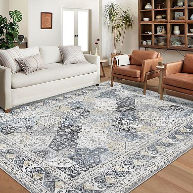 Garvee Machine Washable Non Slip Area Rug for Livingroom Soft Cotton Carpet for Home Use