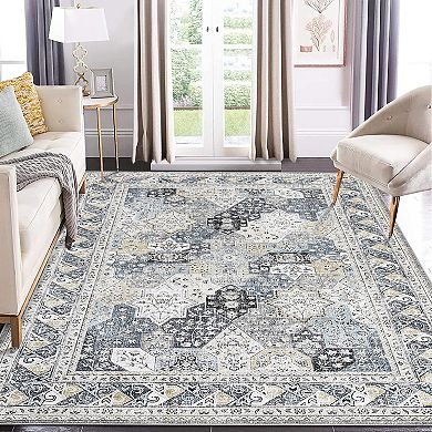 Garvee Machine Washable Non Slip Area Rug for Livingroom Soft Cotton Carpet for Home Use
