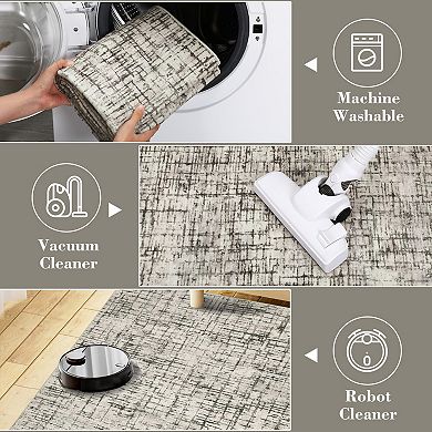 Garvee Machine Washable Non Slip Area Rug for Living Room Soft Low Pile Rug for Kitchen Bedroom