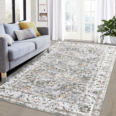 Garvee Machine Washable Non Slip Backing Foldable Area Rug for Living Room Bedroom