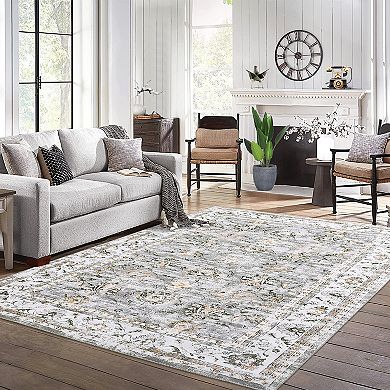 Garvee Machine Washable Non Slip Backing Foldable Area Rug for Living Room Bedroom