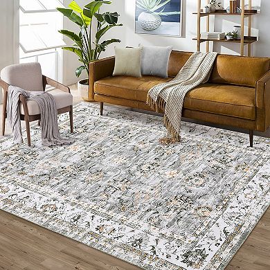 Garvee Machine Washable Non Slip Backing Foldable Area Rug for Living Room Bedroom