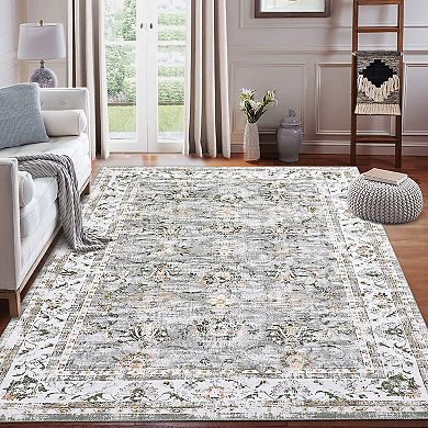 Garvee Machine Washable Non Slip Backing Foldable Area Rug for Living Room Bedroom