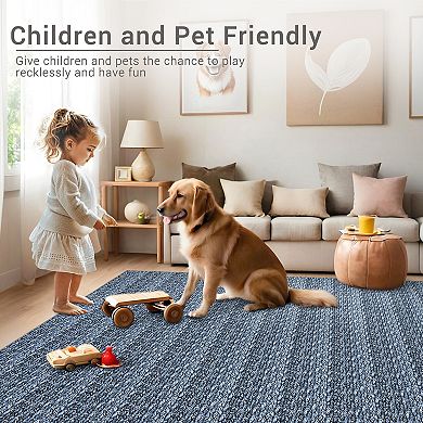 Garvee Machine Washable Non Slip Backing Foldable Area Rug for Living Room Bedroom