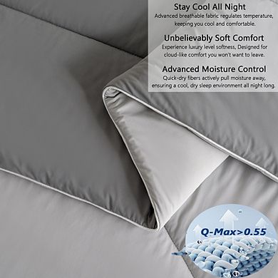 Wholinens Dual-Sided Cooling Comforter, 3-5℃ Night Sweats Relief, Breathable & Machine Washable