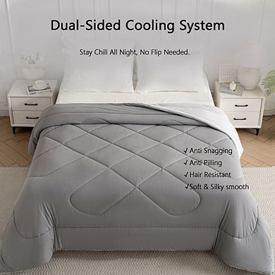 Wholinens Dual-Sided Cooling Comforter, 3-5℃ Night Sweats Relief, Breathable & Machine Washable