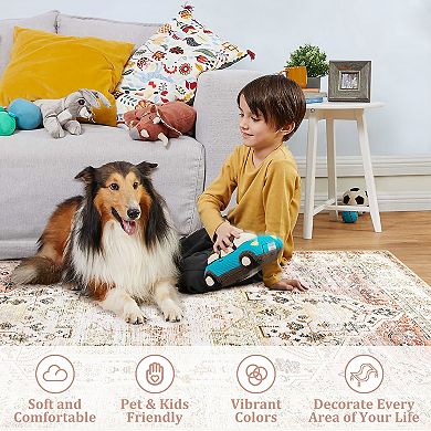Garvee Washable Non Slip Area Rugs Stain Resistant Non Shedding Bordered for Indoor use
