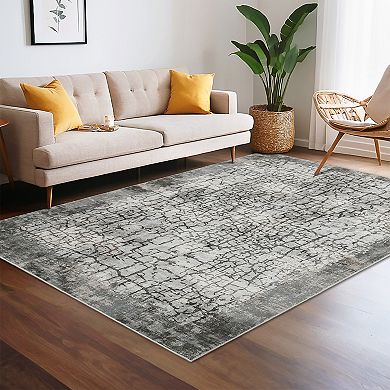 Garvee Machine Washable Non Slip Area Rug for Livingroom Soft Cotton Carpet for Home Use
