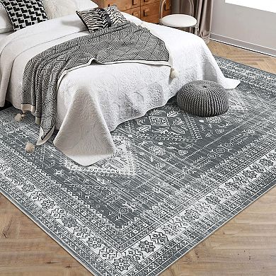 Garvee Machine Washable Non Slip Area Rug for Livingroom Soft Cotton Carpet for Home Use